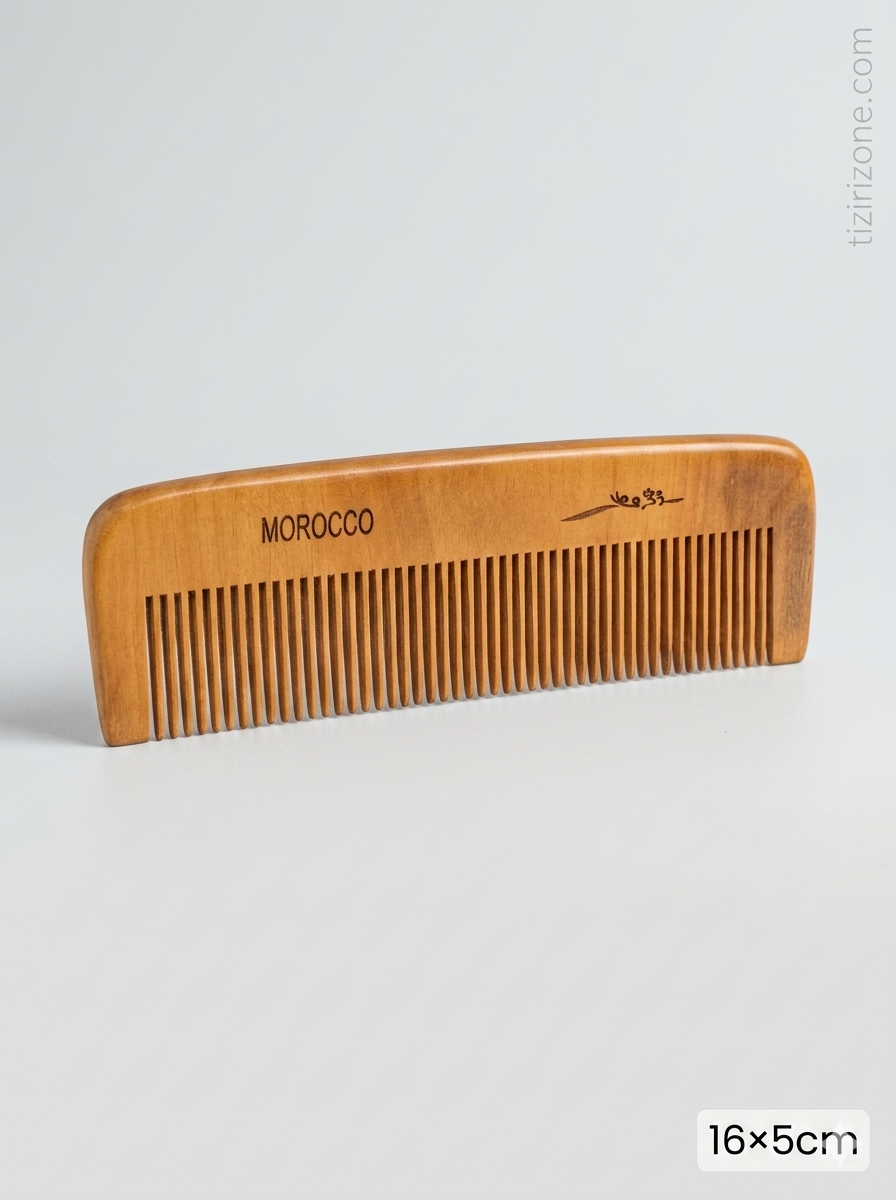 Peigne artisanal en bois de thuya – Maroc (16 × 5 cm)